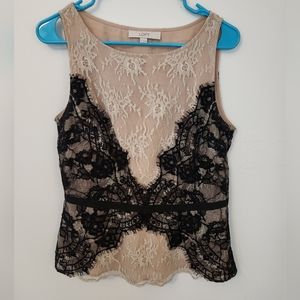 Ann Taylor Loft lace peplum sleeveless blouse
